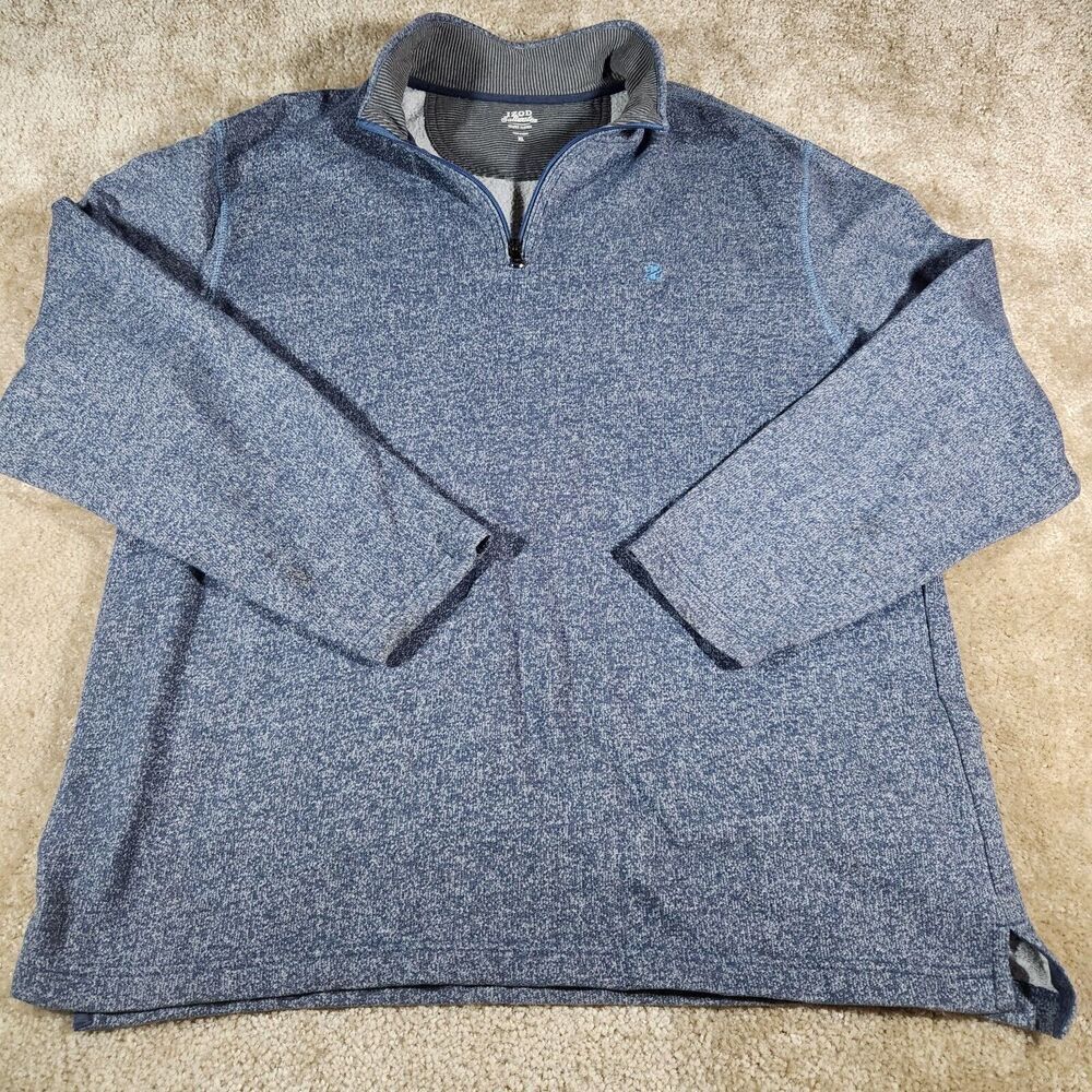 izod Saltwater Mens Sweater Size XL Relaxed Classics Quarter Zip Long Sleeve